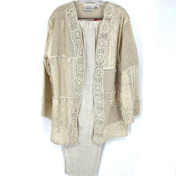 Vintage Ecru Cardigan and Pants Set Sostanza and Brownstone Studio Size L - Picture 13 of 13